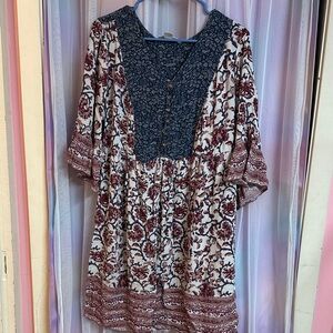 Style & Co. Navy and Burgundy Floral Mini Dress